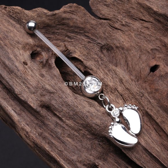 Adorable Little Feet Sparkle Bio-Flex Pregnancy Belly Button Ring - Picture 3 of 4